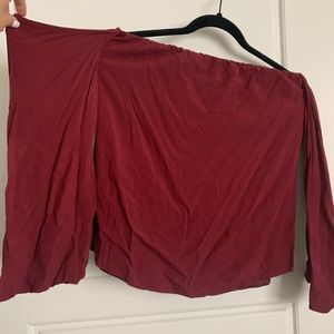 Off the shoulder, long sleeve, maroon top